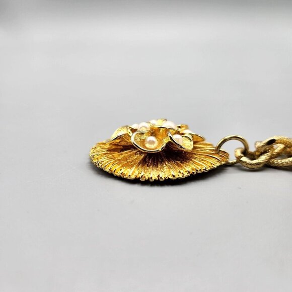 Emma James Sunburst Flower Necklace Liz Claiborne Gold Tone Curb Chain NWT - Picture 8 of 9